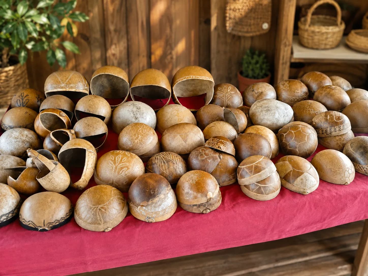 Atelier de calebasse traditionnelle palikur