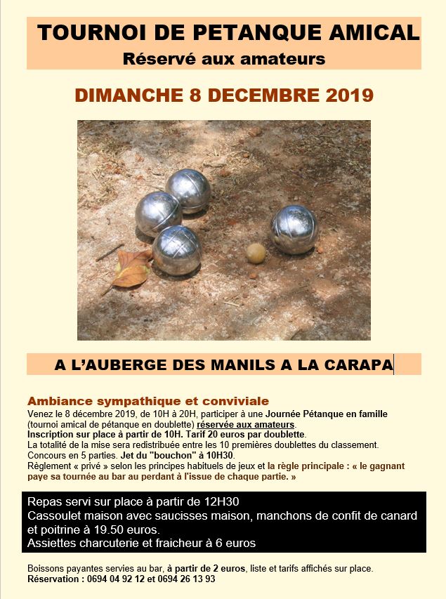 TOURNOI DE PETANQUE AMICAL A MACOURIA